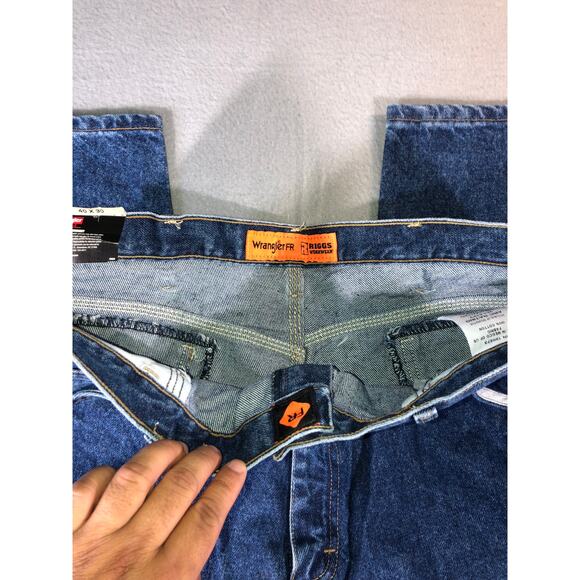 Wrangler Riggs Workwear FR Cat2 2112 Carpenter 40X30 Men’s Y2K Blue Denim Jeans - Picture 4 of 8